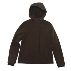 FREE COUNTRY Brown Soft Shell Hooded Jacket | S